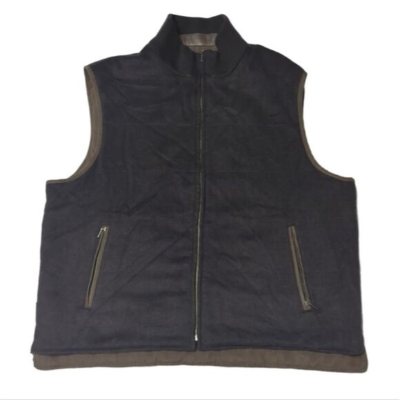 Daniel Cremieux Men's Vest Reversible Wool Cashmere Brown Outdoor Rugged Zip XL - Picture 1 of 11